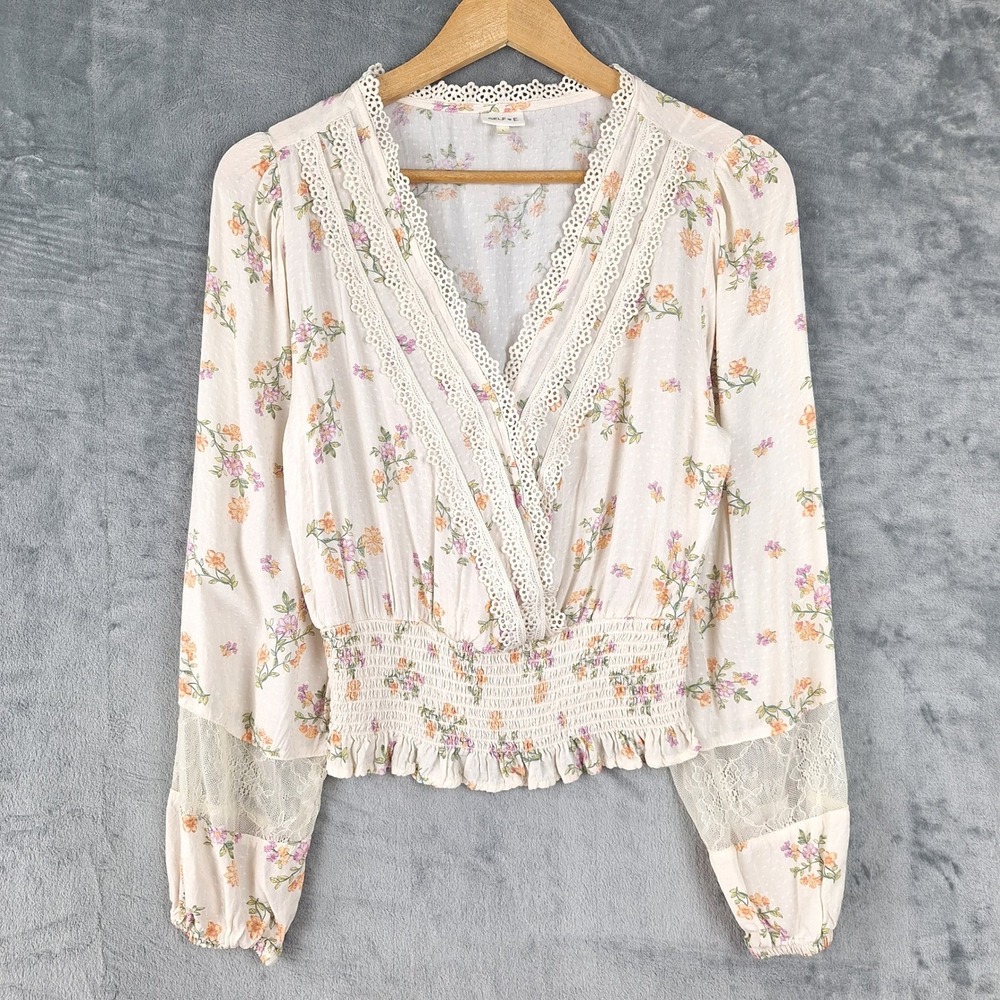 Womens‎ Top Large Romantic Floral Lace Crop Fairy Coquette Wrap Boho Peasant